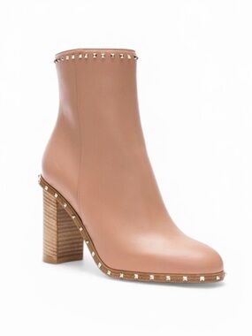 VALENTINO GARAVANI Rockstud Trim Leather Booties Size 38/ US 8